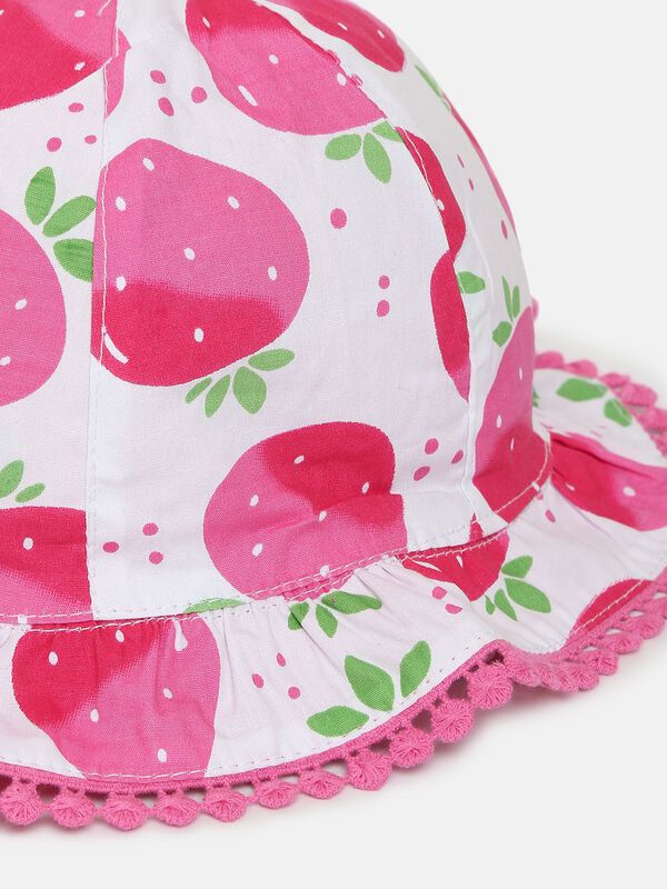 Reversible Sun Hat With Strawberry Print image number null